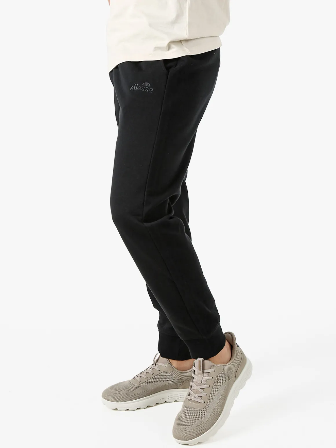 Ellesse Pantaloni tuta da uomo in felpa di cotone con coulisse e polsini - nero