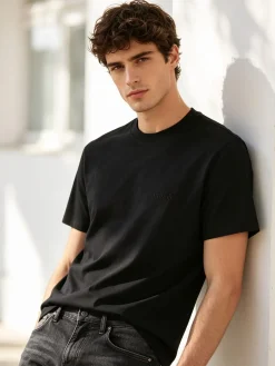 Ellesse T-shirt girocollo da uomo in cotone con logo - nero