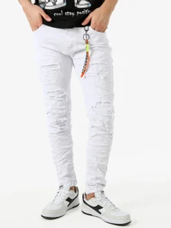 Elyn.G Jeans Jeans da uomo skinny con strappi - bianco