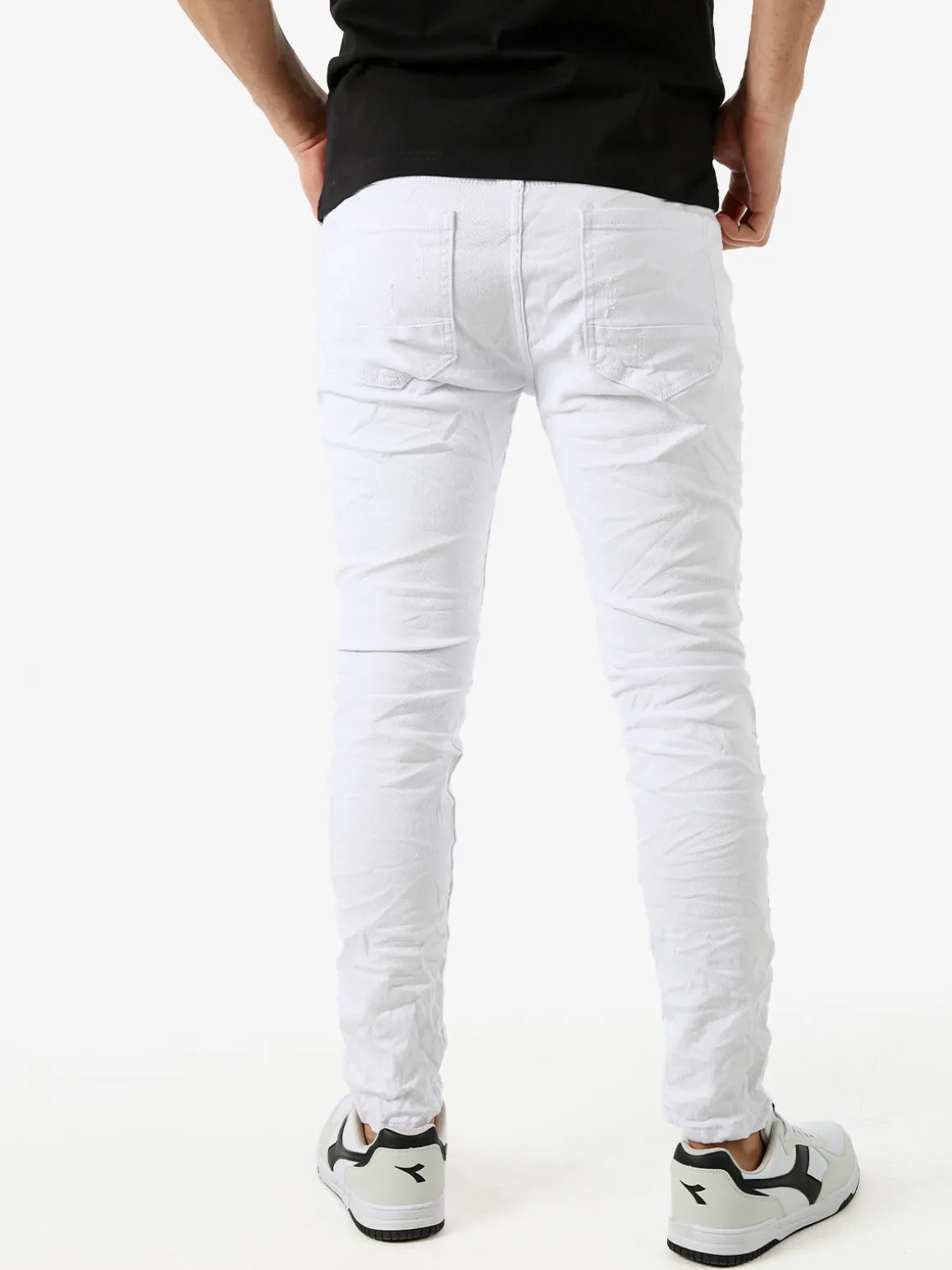 Elyn.G Jeans Jeans da uomo skinny con strappi - bianco