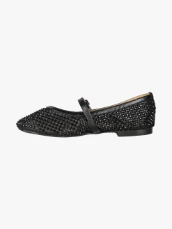 Energy Ballerine da donna in tulle con strass e cinturino con fibbia - nero