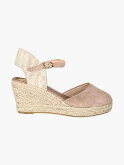 Energy Campesine donna scamosciate aperte dietro con zeppa in corda - taupe