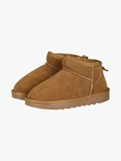 Energy Kids Stivaletti scamosciati da bambina con fodera in ecopelliccia - cammello