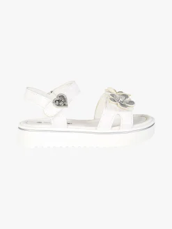 Energy Sandali da bambina con cinturini a strappo e fiori - bianco