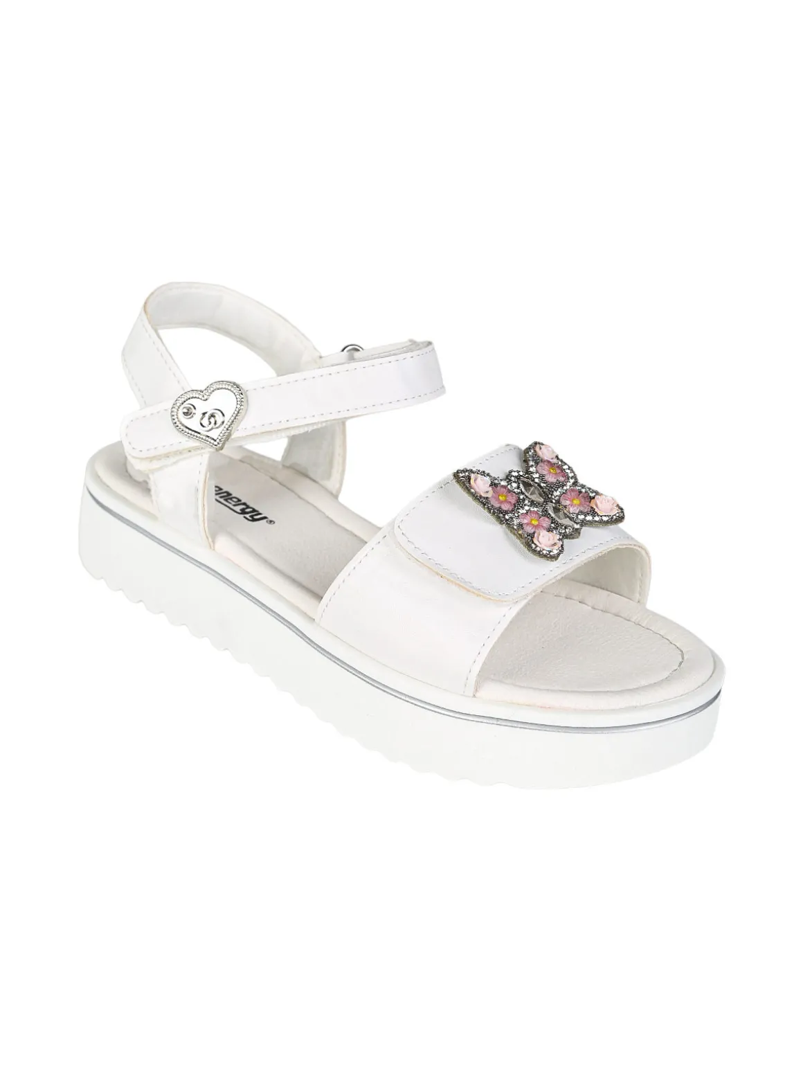 Energy Sandali da ragazza gioiello con platform e cintruini a strappo - bianco