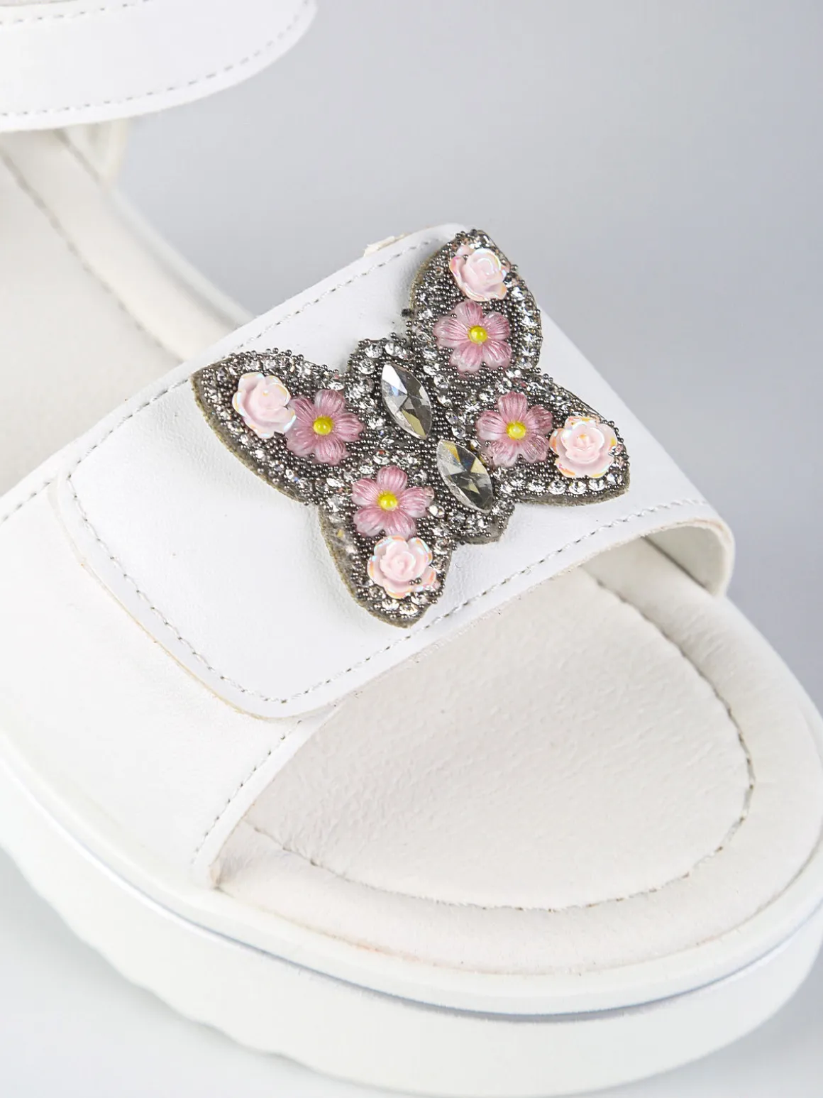 Energy Sandali da ragazza gioiello con platform e cintruini a strappo - bianco