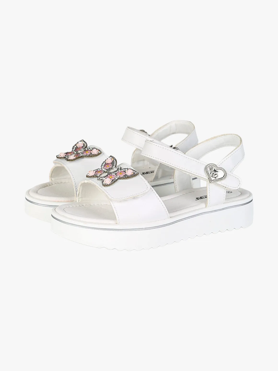 Energy Sandali da ragazza gioiello con platform e cintruini a strappo - bianco