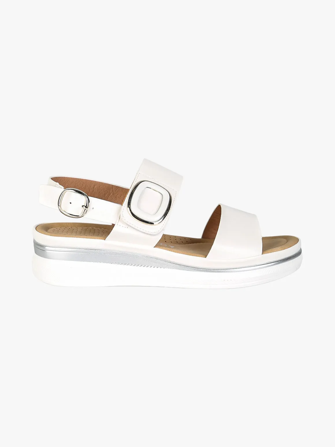 Energy Sandali donna con cinturino a strappo e zeppa comfort - bianco