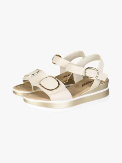 Energy Sandali donna con fascia a strappo e zeppa - panna