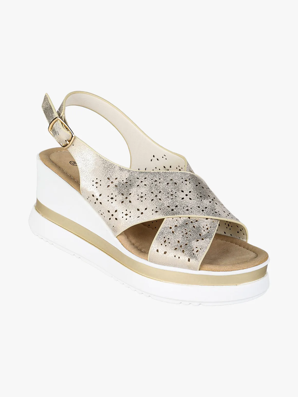 Energy Sandali donna con fasce intrecciate e zeppa - beige