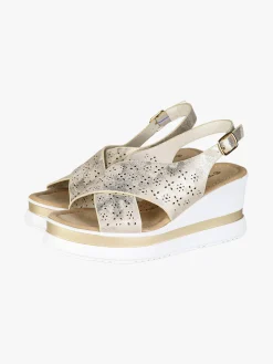Energy Sandali donna con fasce intrecciate e zeppa - beige