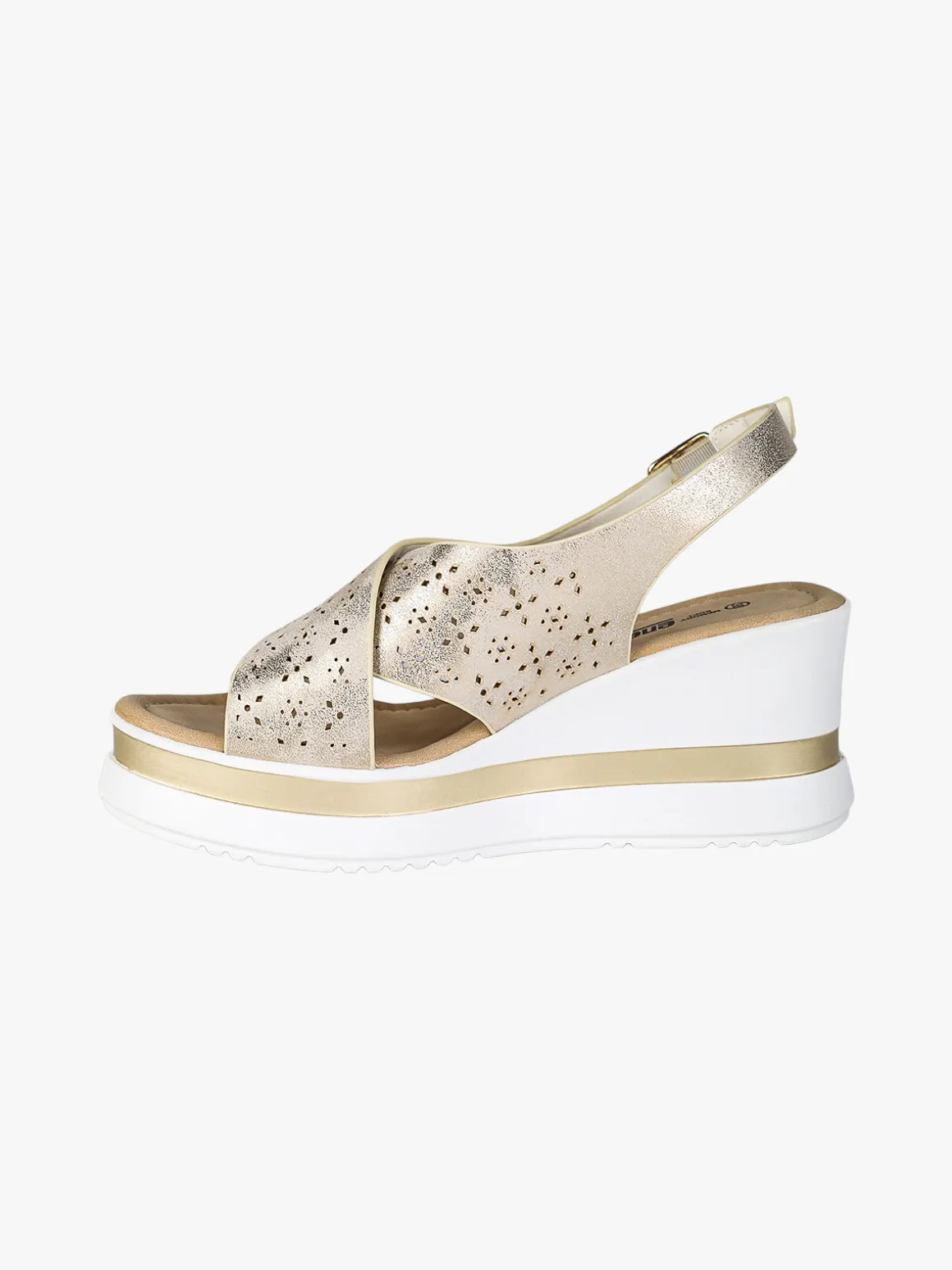 Energy Sandali donna con fasce intrecciate e zeppa - beige