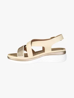Energy Sandali donna con strass e zeppa comfort - panna