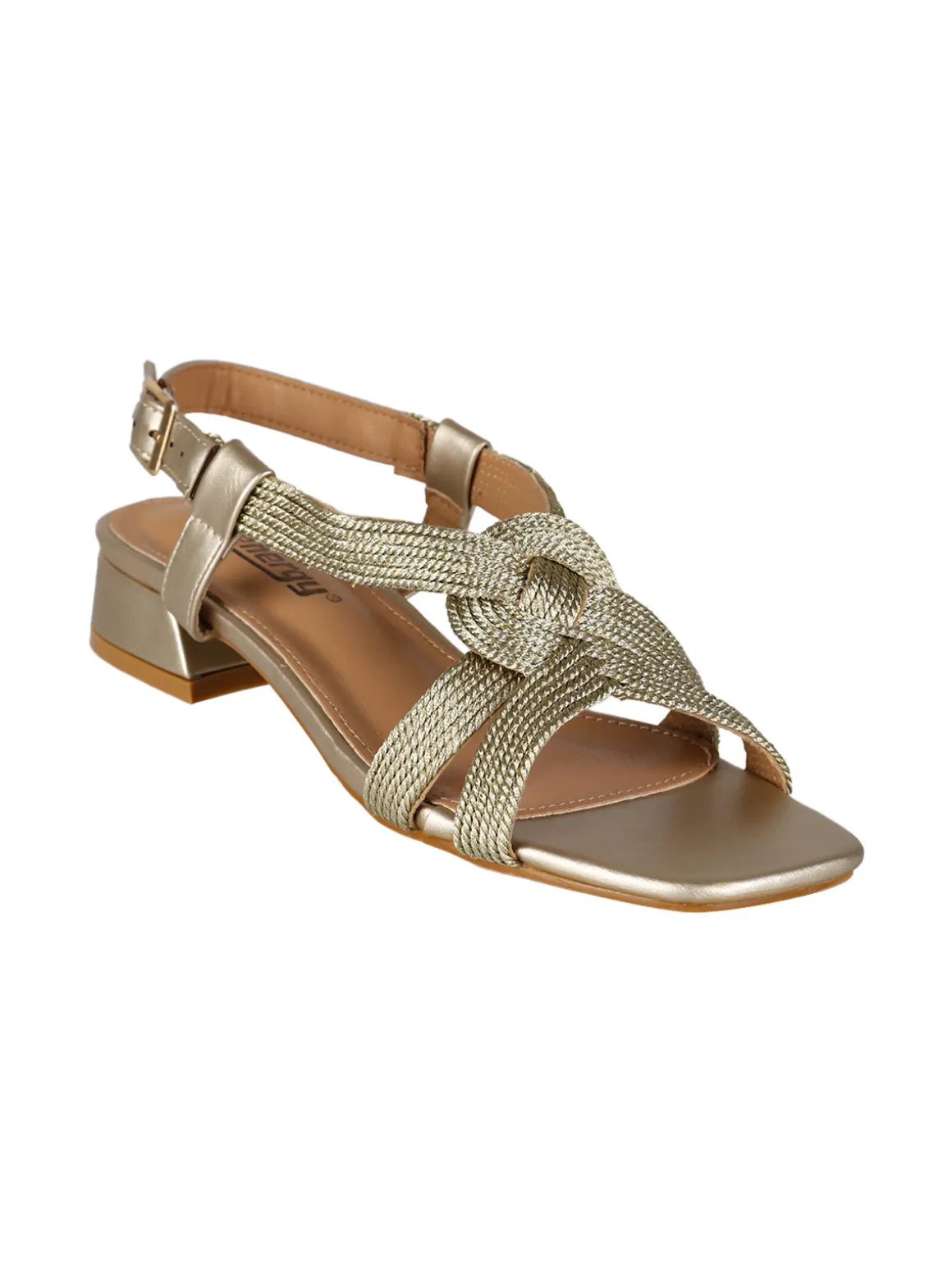 Energy Sandali donna con tacco largo e fascette in corda