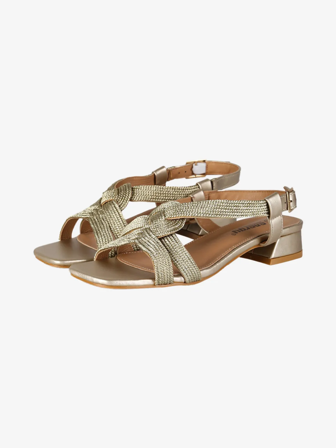 Energy Sandali donna con tacco largo e fascette in corda