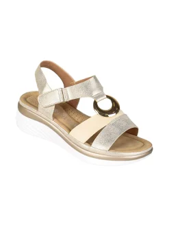 Energy Sandali donna con zeppa e cinturino a strappo - beige