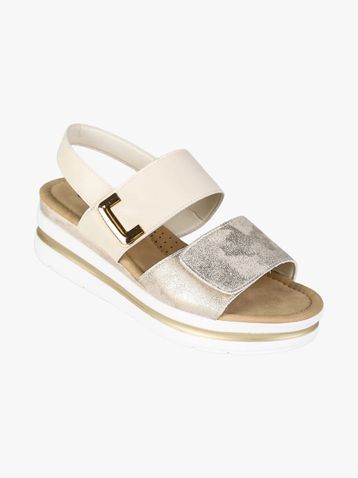 Energy Sandali donna con zeppa e cinturino a strappo - bianco