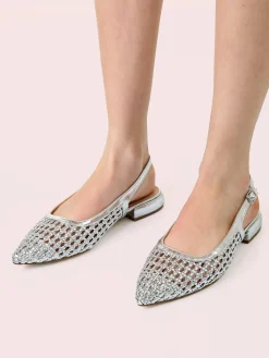 Energy Slingback basse da donna con cinturino alla caviglia - argento