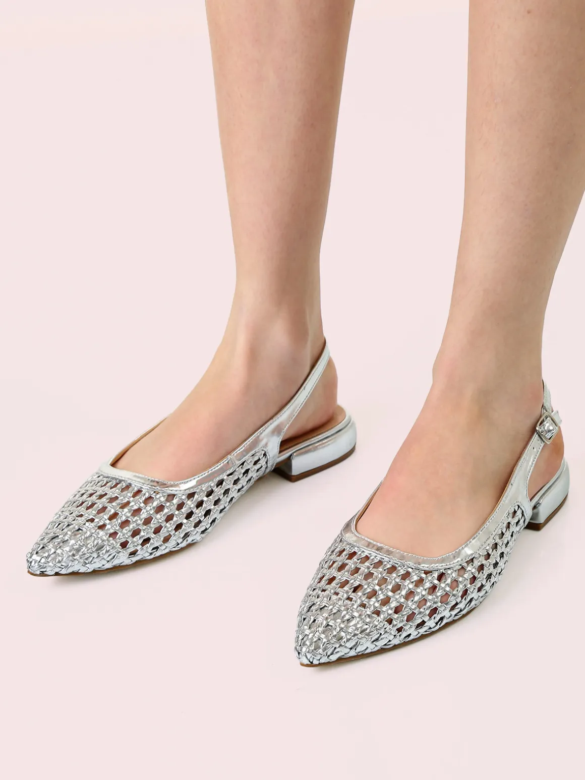 Energy Slingback basse da donna con cinturino alla caviglia - argento