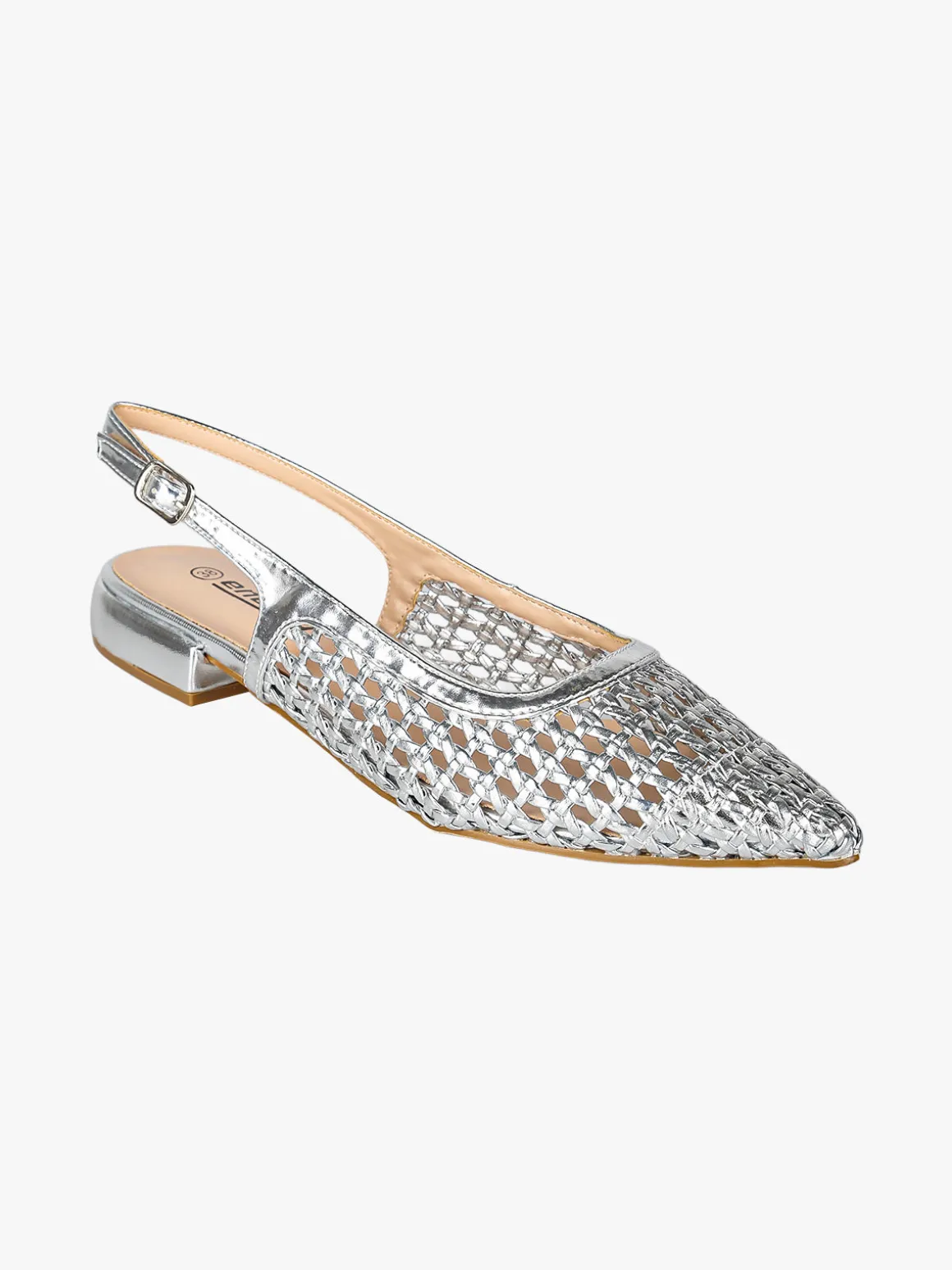 Energy Slingback basse da donna con cinturino alla caviglia - argento