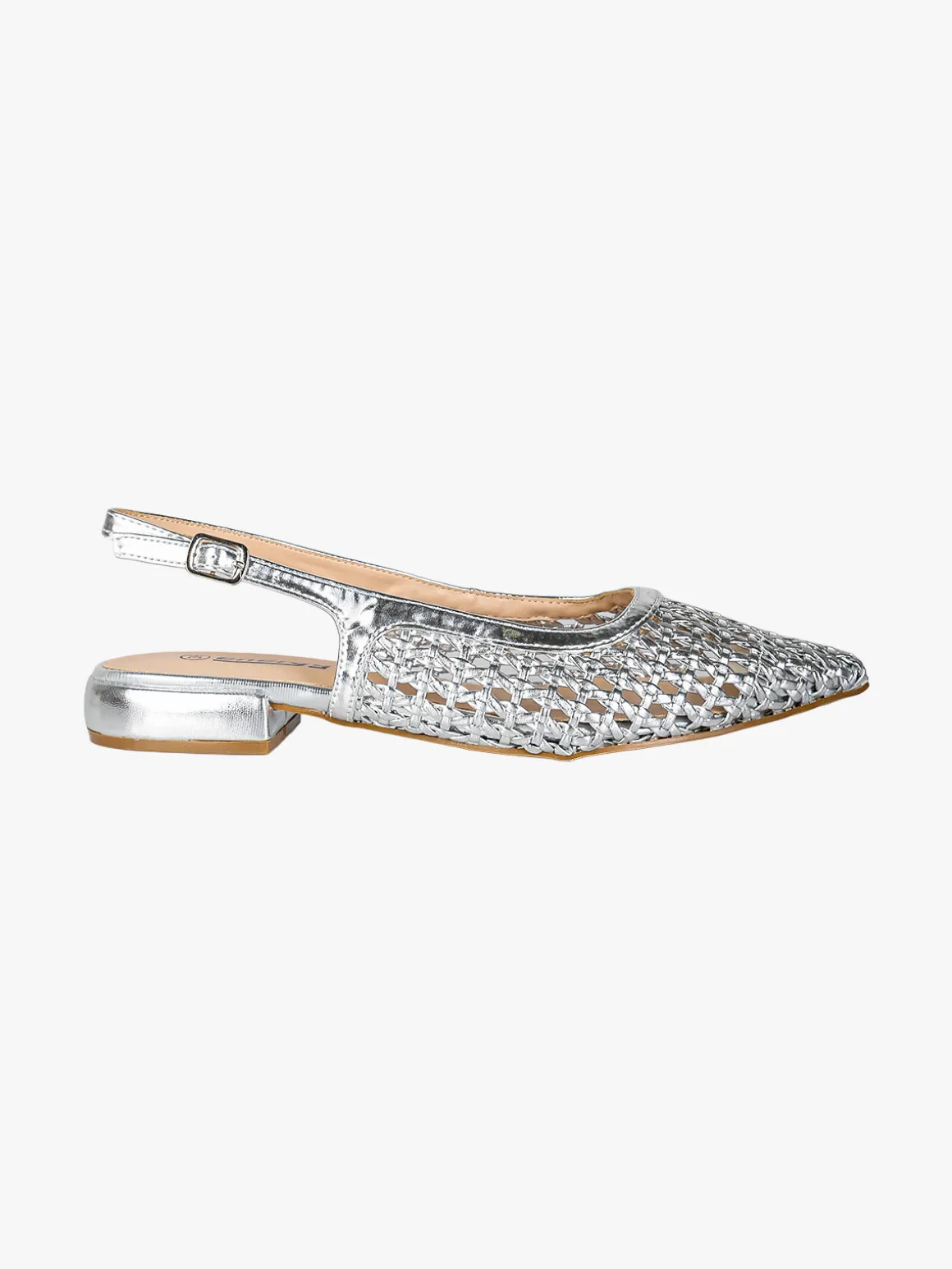 Energy Slingback basse da donna con cinturino alla caviglia - argento