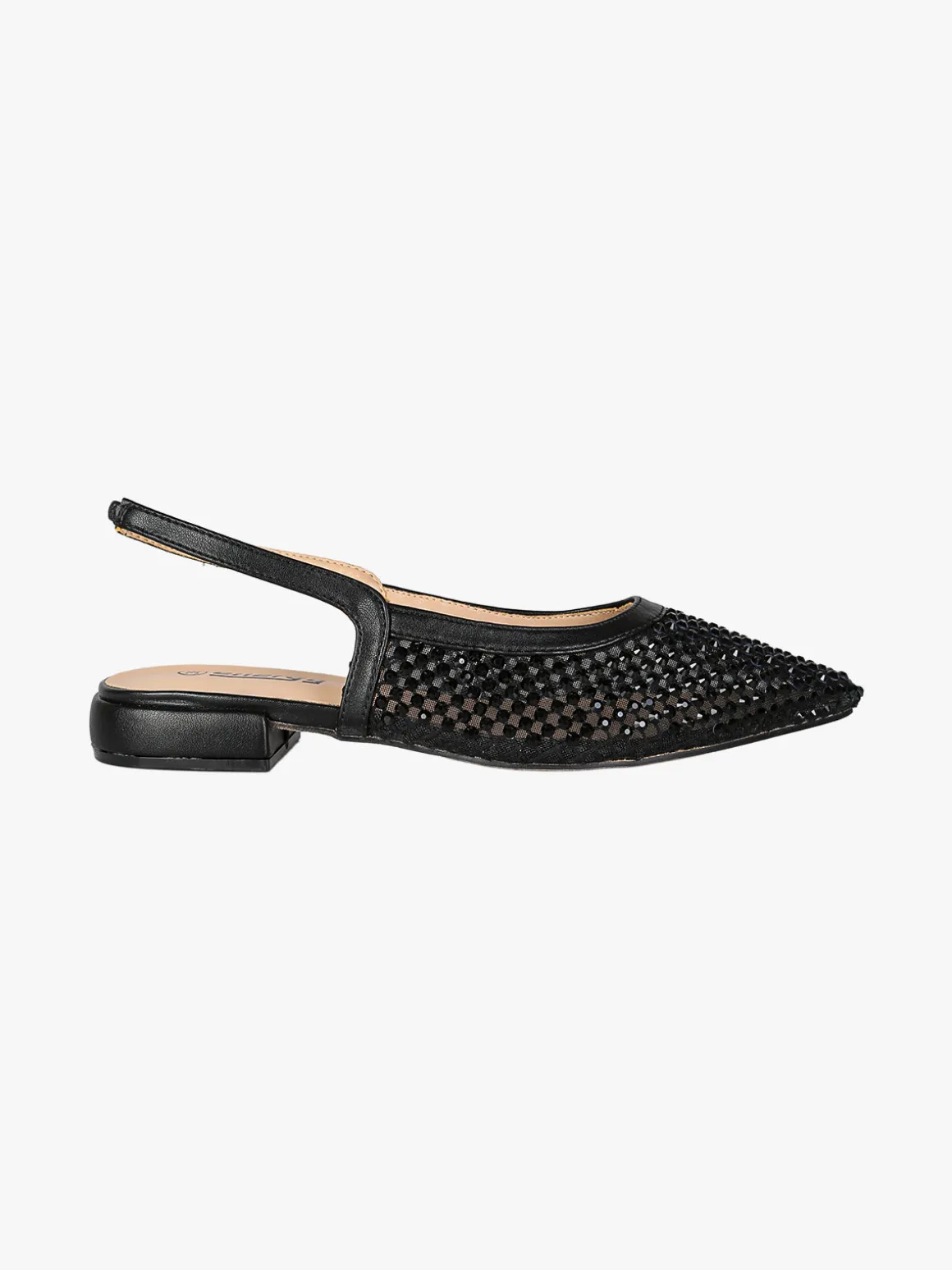 Energy Slingback donna con strass e cinturino elastico alla caviglia - nero