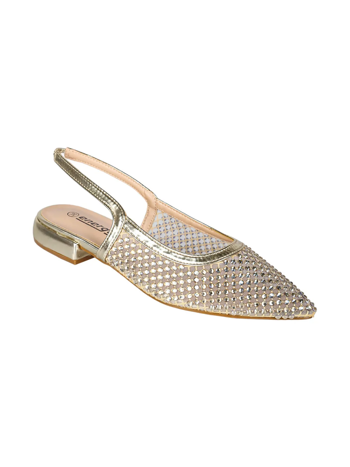 Energy Slingback donna con strass e cinturino elastico alla caviglia - oro