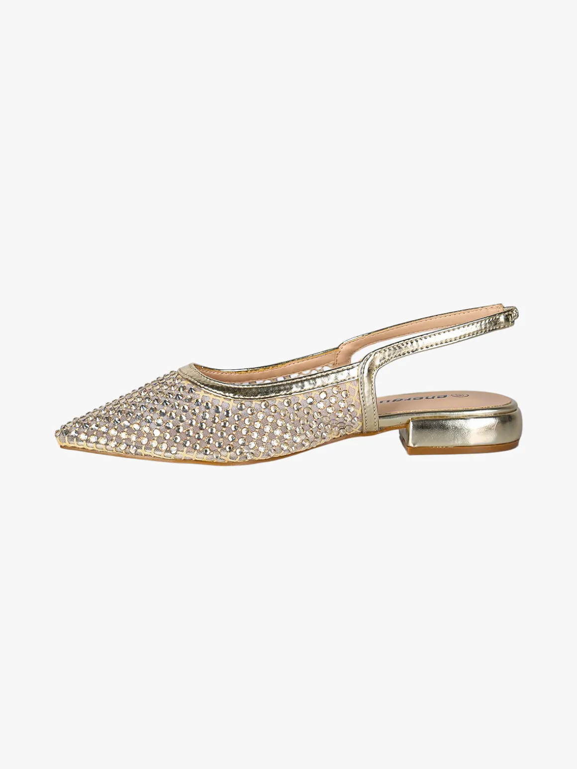 Energy Slingback donna con strass e cinturino elastico alla caviglia - oro