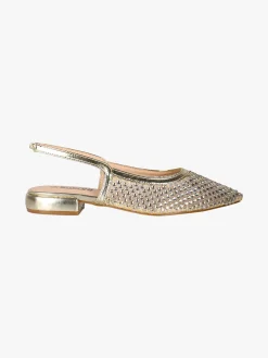 Energy Slingback donna con strass e cinturino elastico alla caviglia - oro
