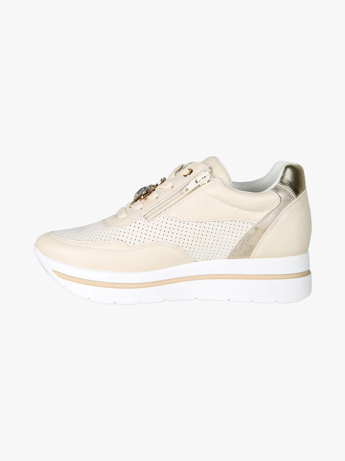 Energy Sneakers donna gioiello con platform - panna