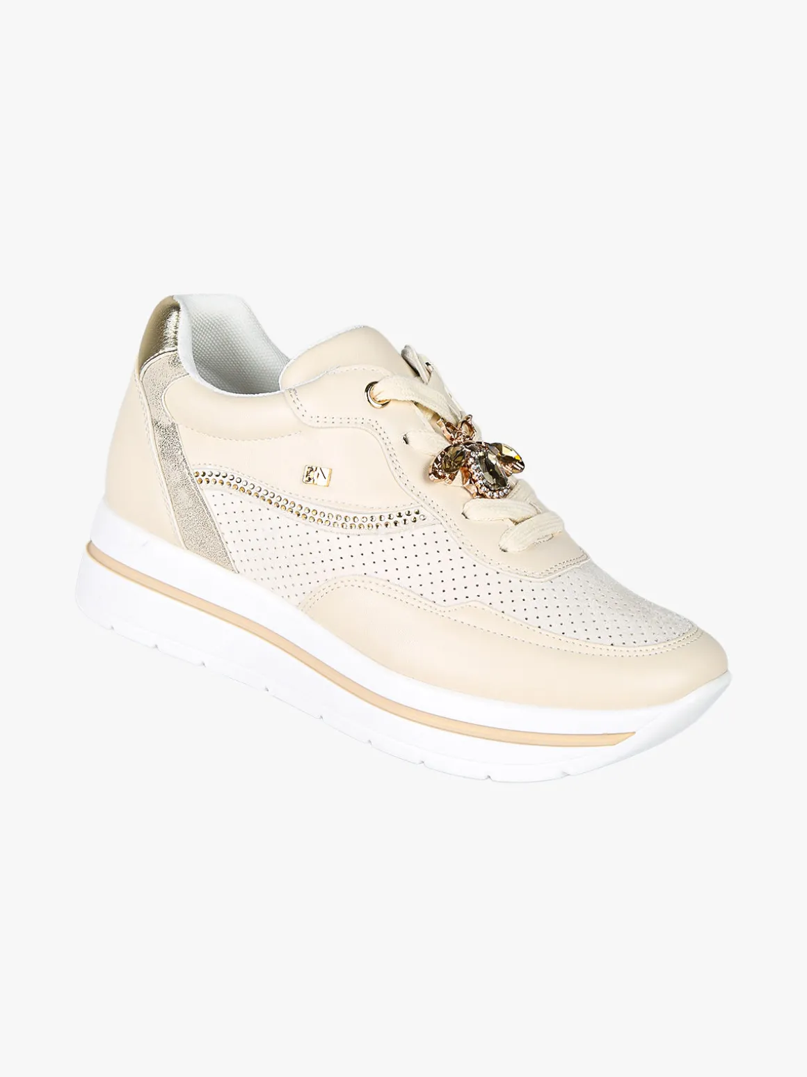 Energy Sneakers donna gioiello con platform - panna