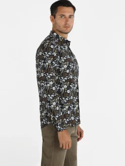 Enos Camicia uomo slim fit in cotone con stampe floreali