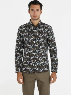 Enos Camicia uomo slim fit in cotone con stampe floreali