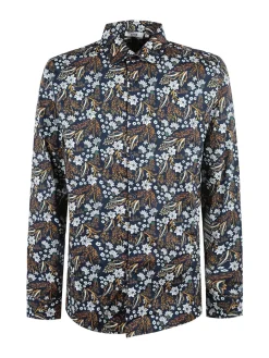 Enos Camicia uomo slim fit in cotone con stampe floreali