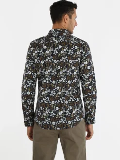 Enos Camicia uomo slim fit in cotone con stampe floreali