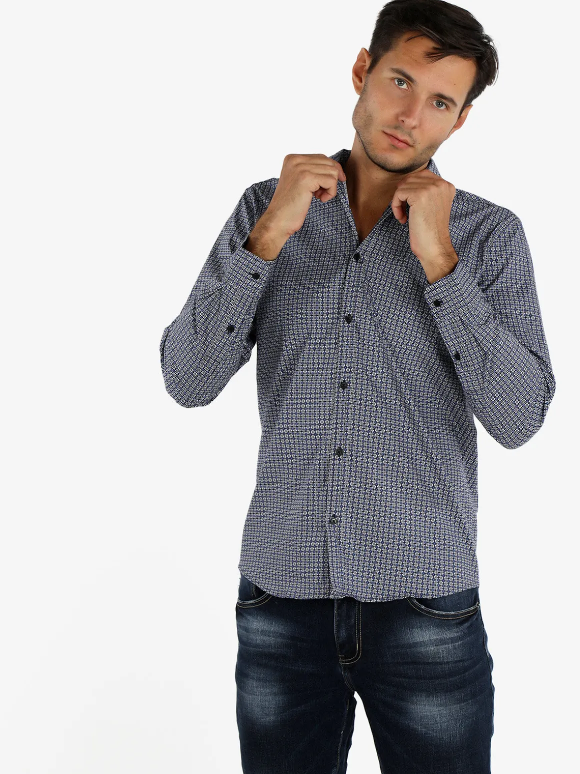 Enos Camicia uomo slim fit in cotone stampato