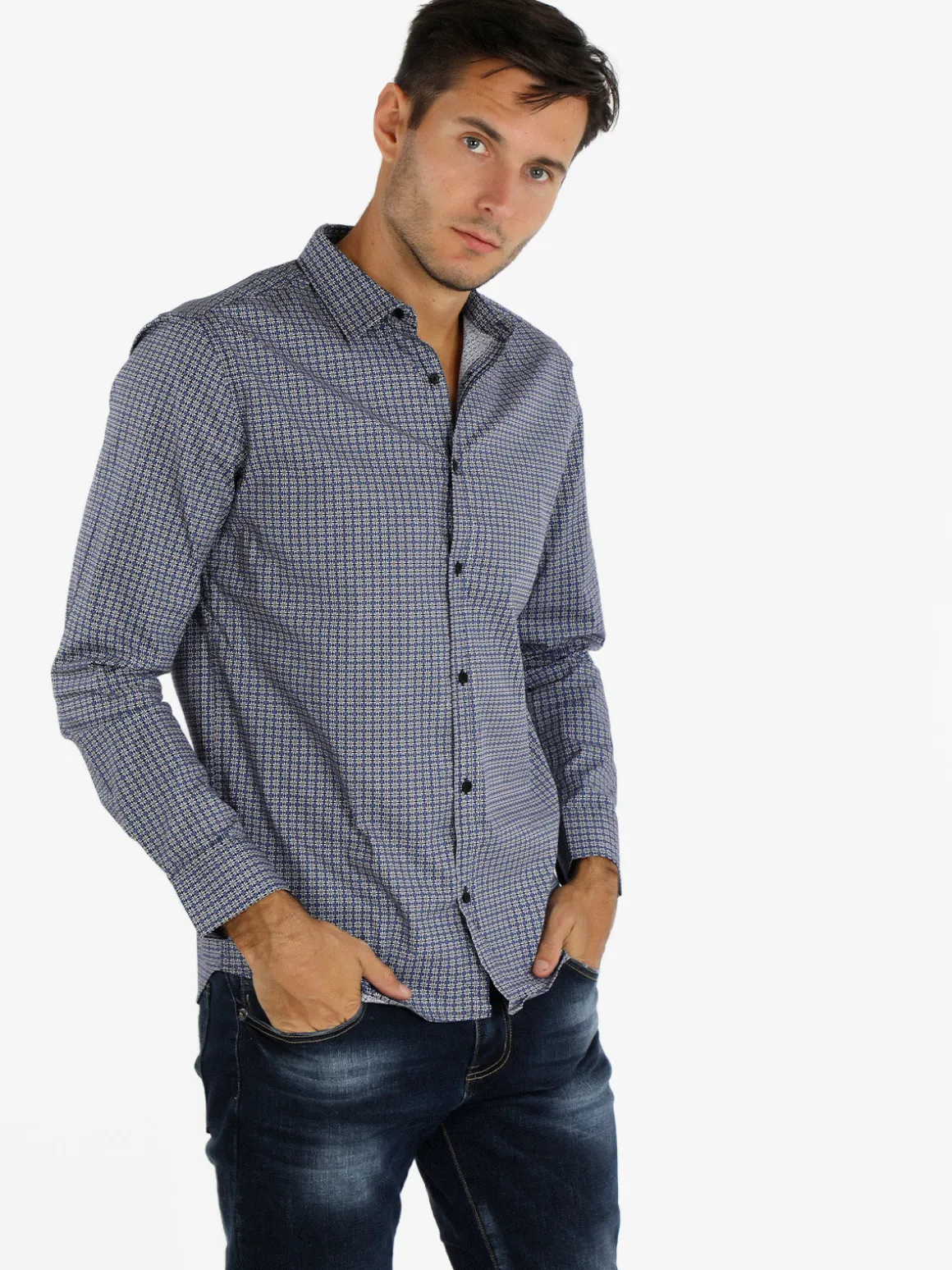 Enos Camicia uomo slim fit in cotone stampato