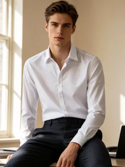 Enos Jeans Camicia da uomo slim fit a maniche lunghe