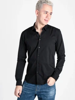 Enos Jeans Camicia da uomo slim fit a maniche lunghe