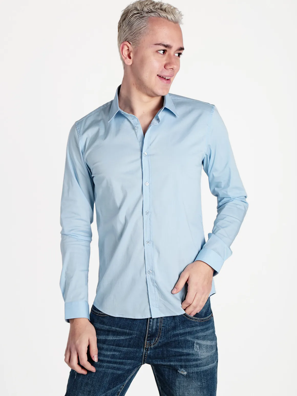 Enos Jeans Camicia da uomo slim fit a maniche lunghe