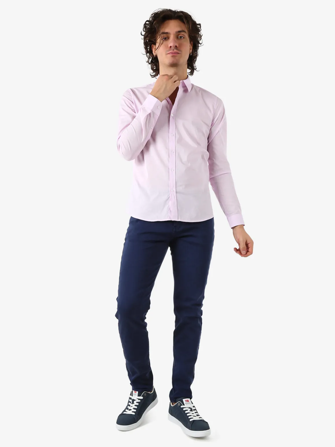 Enos Jeans Camicia da uomo slim fit a maniche lunghe