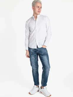 Enos Jeans Camicia uomo slim fit con colletto alla coreana