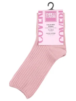 Enrico Coveri Calza corta da donna a costine - rosa