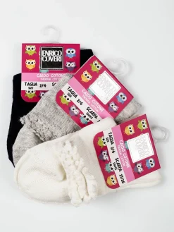 Enrico Coveri Calze corte da bambina in caldo cotone 3 paia