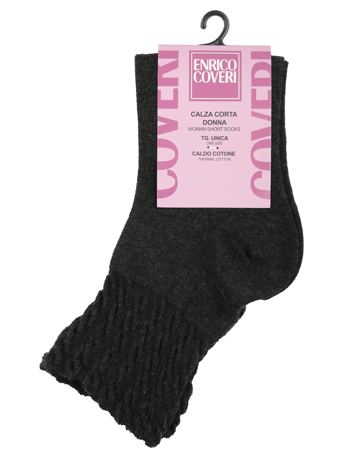 Enrico Coveri Calze corte da donna in caldo cotone - grigio scuro