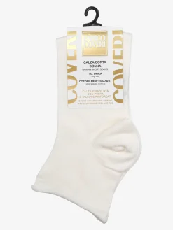 Enrico Coveri Calze corte da donna in cotone mercerizzato - panna