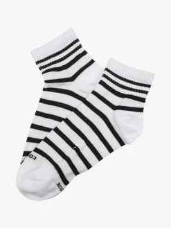 Enrico Coveri Calze corte da donna a righe in cotone mercerizzato - bianco