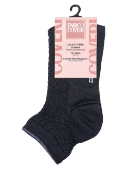 Enrico Coveri Calze corte da donna in cotone mercerizzato - blu scuro