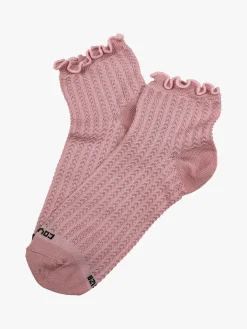 Enrico Coveri Calze corte da donna in cotone mercerizzato e bordo volant - rosa