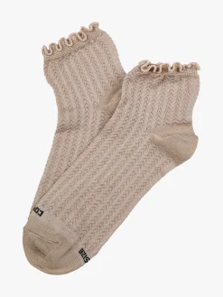Enrico Coveri Calze corte da donna in cotone mercerizzato e bordo volant - khaki